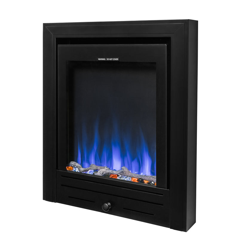 electric fire on white background with blue flame 