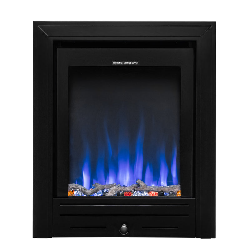 electric fire on white background with blue flame 
