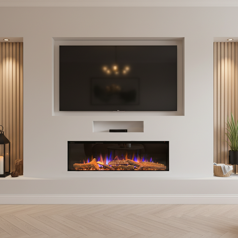 Ezee Glow 50'' Celestial Built-In Media Wall Electric Fire