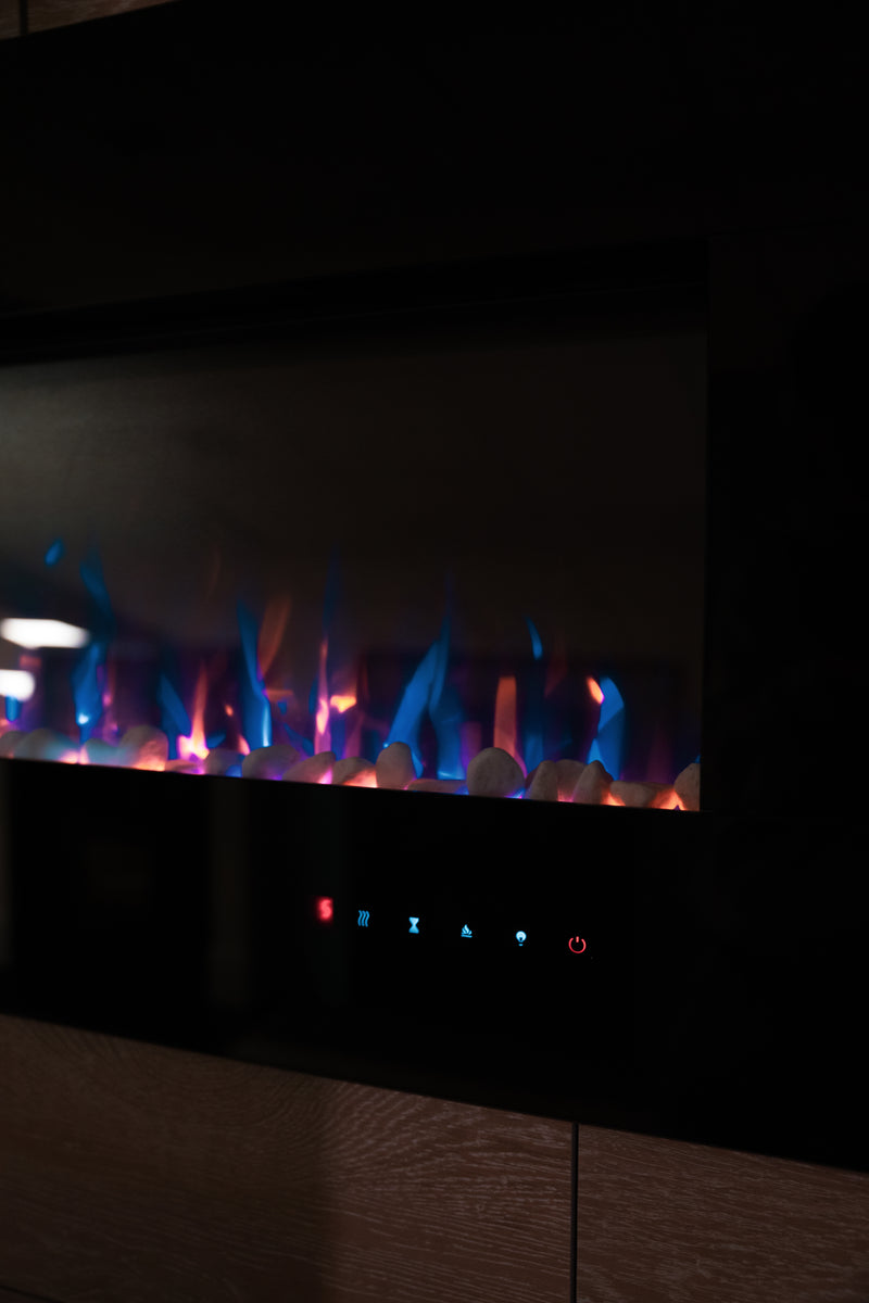 Ezee Glow XL Zara 72"  Black Wall Mounted or Recessed / Built In Electric Fire