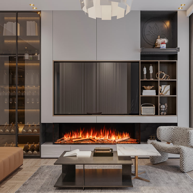 Ezee Glow Expanse 72" Built-In Media Wall Electric Fire living area cosy