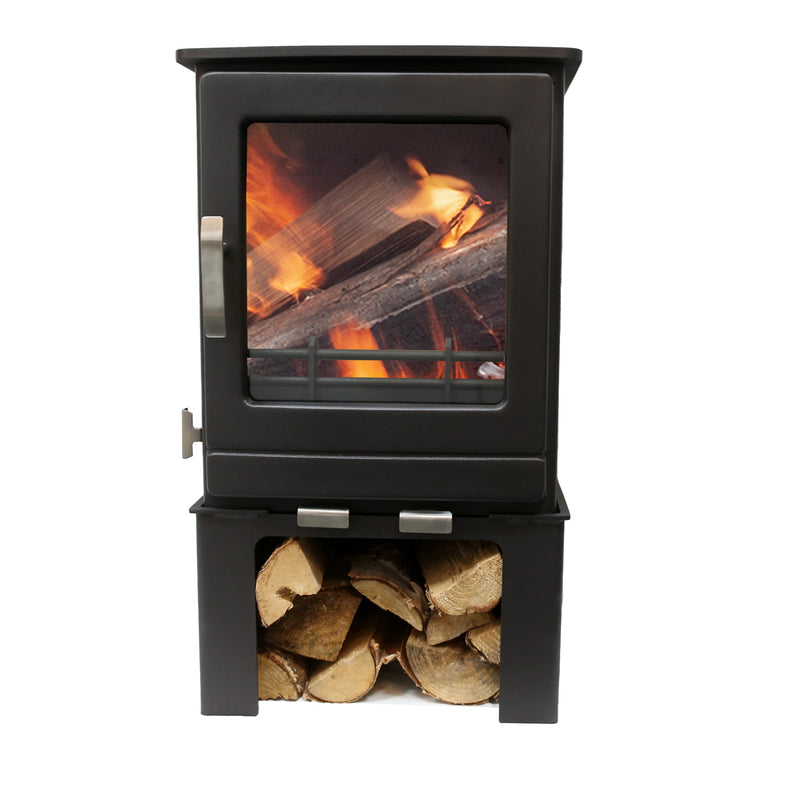 Mazona Ripley 5kW Multifuel Woodburning Stove, With Log Store, Freestanding, Eco Design Approved, Defra Approved