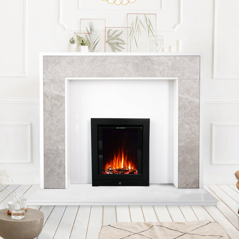 electric fire with flame in living room 