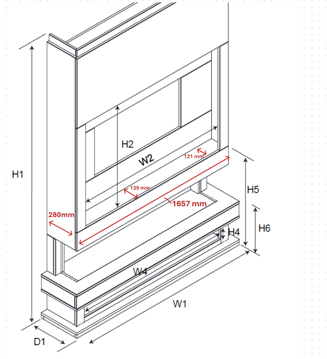 Ezee Glow Celestial 60" Electric Fire Self Build Media Wall Kit