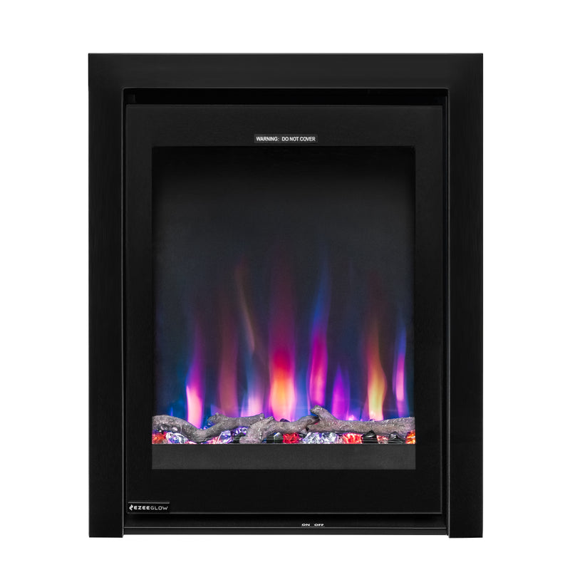 Ezee Glow Pulse Black Inset Electric Fire With Glass Trim with white background

