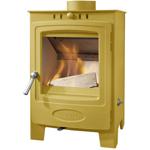 Arada Hamlet Solution 5 Compact Raincoat Yellow Stove, Multi Fuel Wood Burning, Freestanding (S4) Ecodesign Approved, Defra Approved