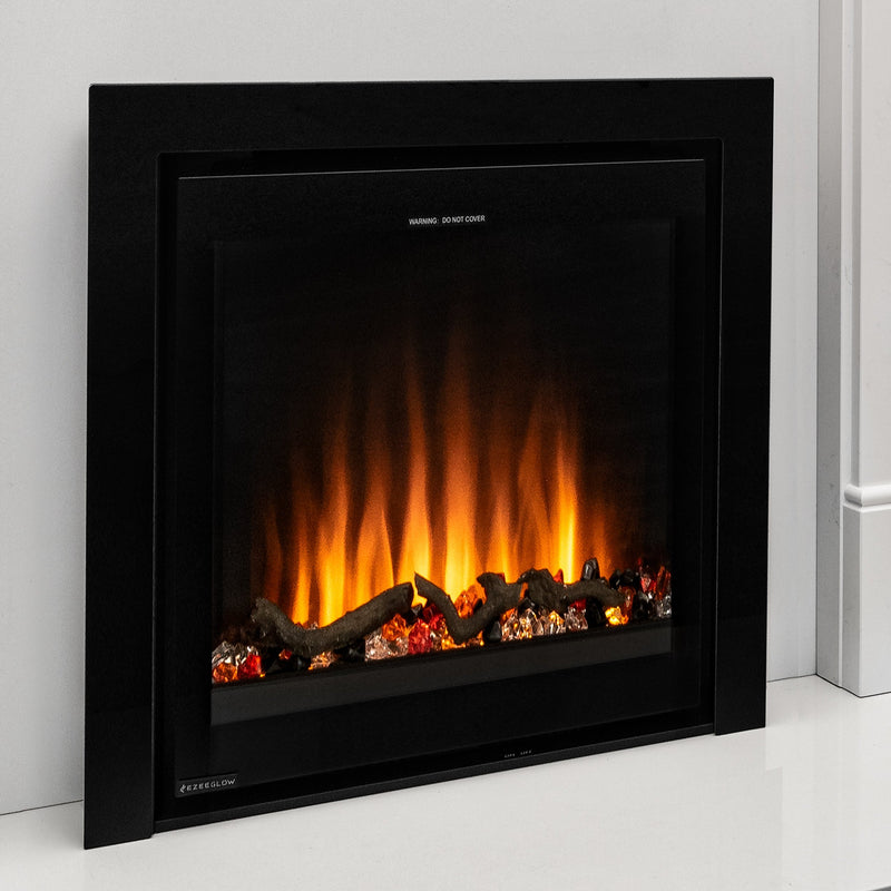 Ezee Glow Pulse Widescreen Black inset Electric Fire With  Glass Trim on white background