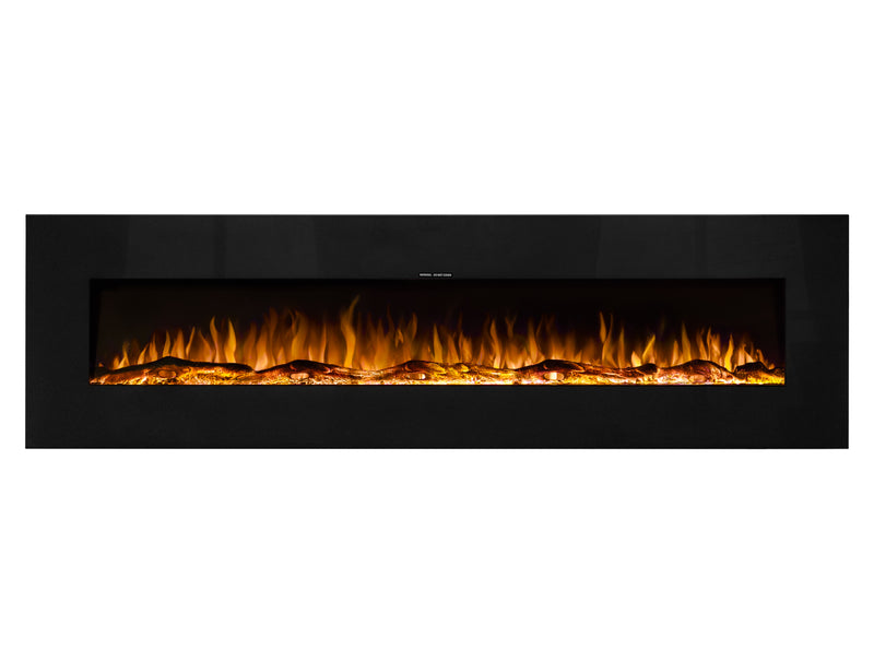Ezee Glow XL Zara 72"  Black Wall Mounted or Recessed / Built In Electric Fire on a white background