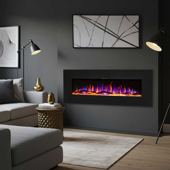 Ezee Glow Zara 50" Metal Frame Wall Mounted or Recessed / Built-In Electric Fire