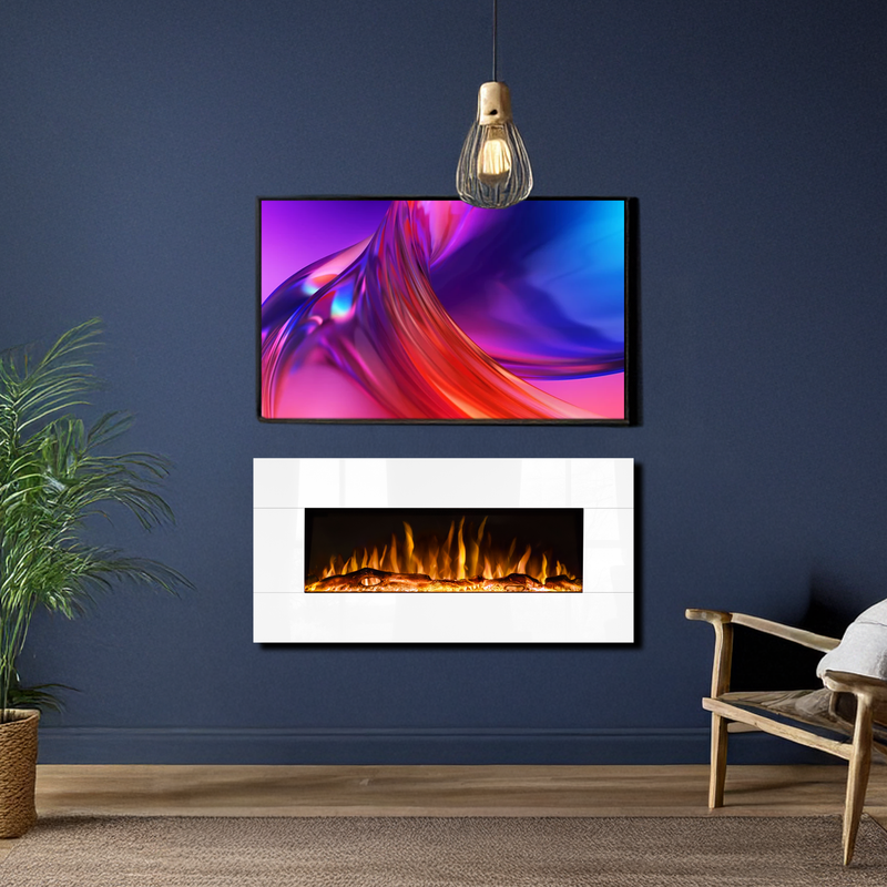 Ezee Glow Mini Zara White Wall Mounted or Recessed / Built In Electric Fire