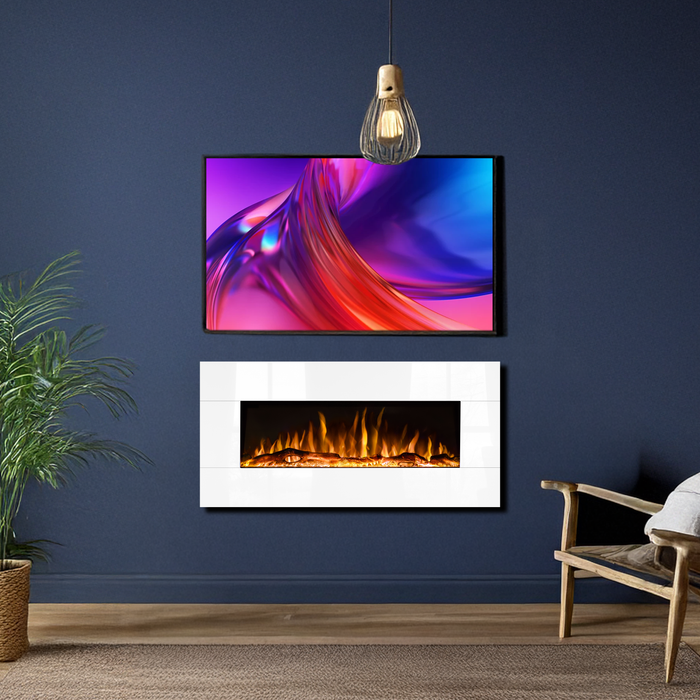 Ezee Glow Mini Zara White Wall Mounted or Recessed / Built In Electric Fire