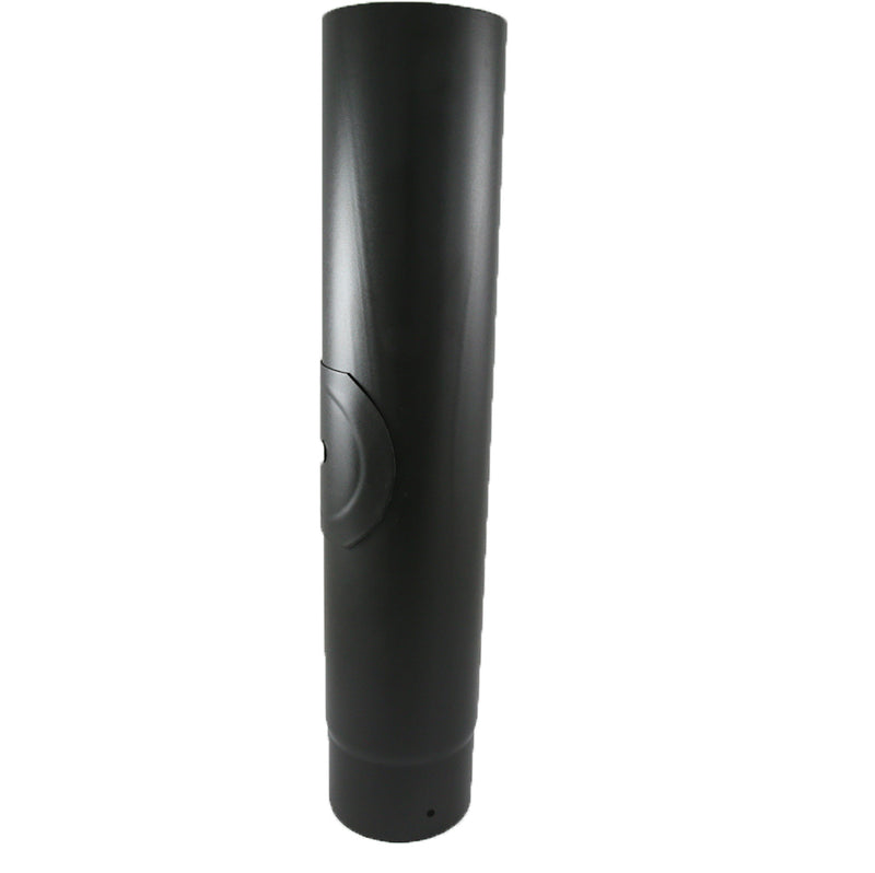 0.5 metre Straight 5 Inch Black Flue Section with Door white background