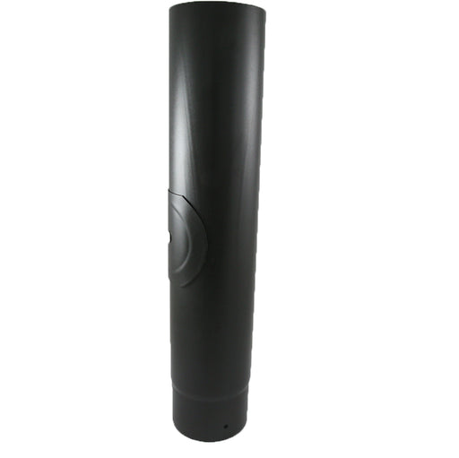 1 metre Straight 5 Inch Black Flue Section with Door white background