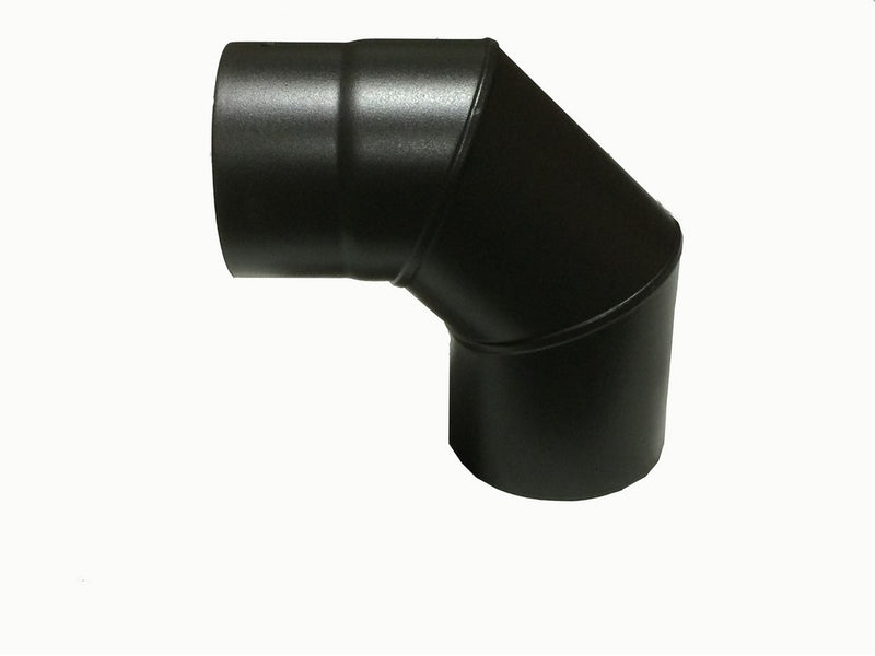 4 Inch 90 Degree Plain Black Flue Elbow white background