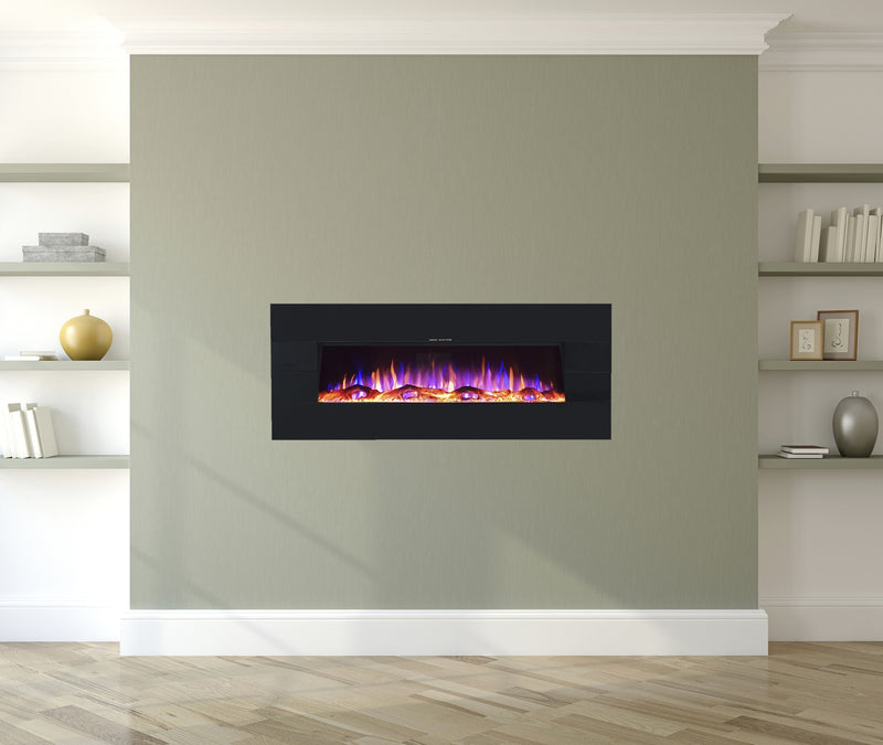 Ezee Glow Zara Black Wall Mounted or Recessed / Built In Electric Fire