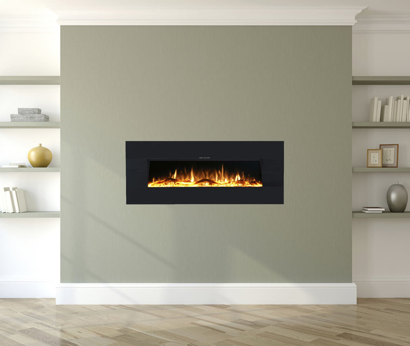 Ezee Glow Zara Black Wall Mounted or Recessed / Built In Electric Fire