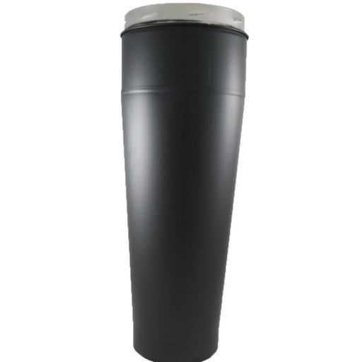 5 Inch (125mm) Black Tapered Appliance Connector Inc Locking Band on white background twin wall