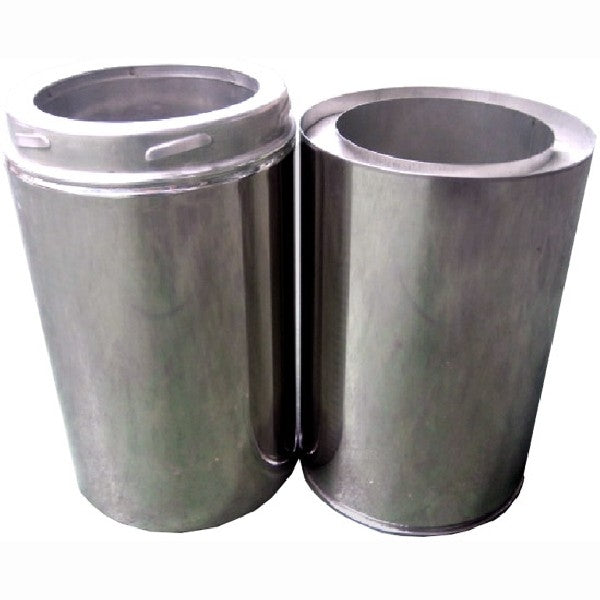 5 Inch (125mm)  Twin Wall Adjustable Flue Pipe 300-500mm Inc Locking Band white background