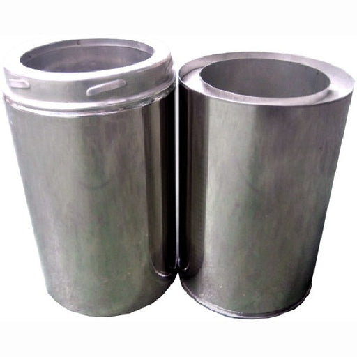 5 Inch (125mm)  Twin Wall Adjustable Flue Pipe 300-500mm Inc Locking Band white background