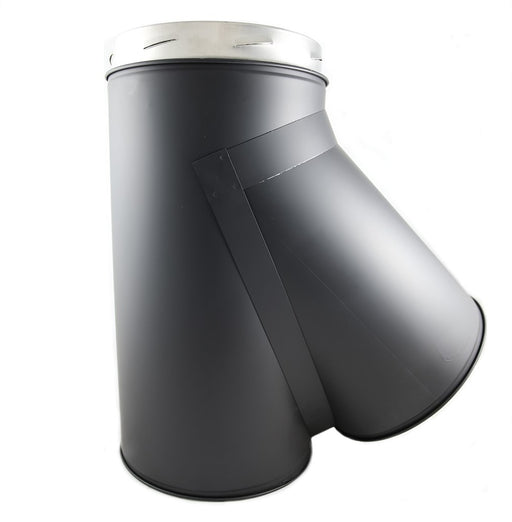 Black Twin Wall 45 Degree Tee for multifuel stove 