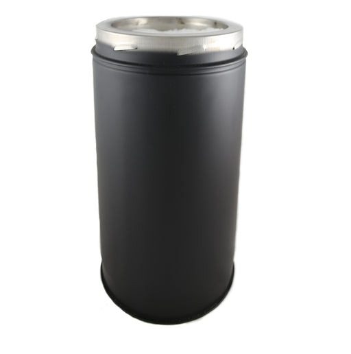 6 Inch (150mm) Black Twin Wall 1000mm Pipe Inc Locking Band on white background
