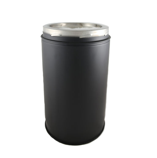 6 Inch (150mm)  Black Twin Wall 500mm Pipe Inc Locking Band on white background