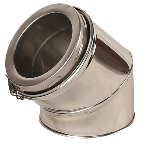 6 Inch (150mm) Twin Wall 45 Degree Bend Inc Locking Band on a white background
