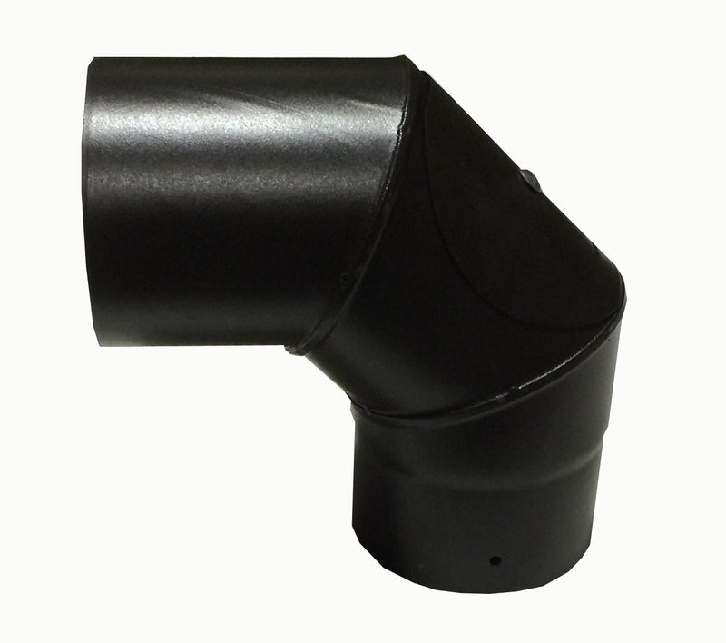 6 Inch 90 Degree Black Flue Elbow with Door
