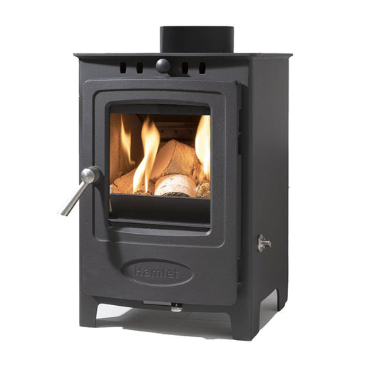 Arada Hamlet Solution 4 (S4) Ecodesign Ready Multi Fuel Wood Burning Stove white background flames logs