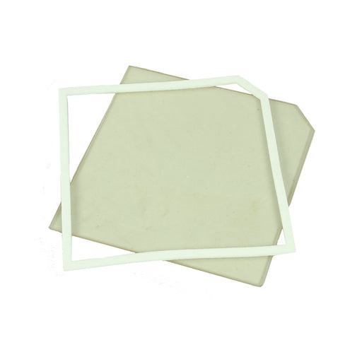 Glass and Gasket for multifuel stove on white background 