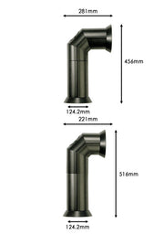 Dimplex Stove Pipe dimensions on a white background  