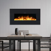 Ezee Glow Mini Zara Black Wall Mounted or Recessed / Built In Electric Fire in dining room 
