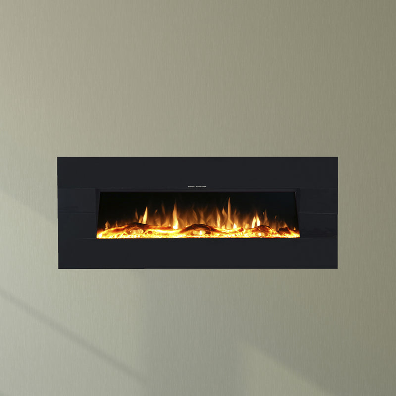 Ezee Glow Zara Black Wall Mounted or Recessed / Built In Electric Fire