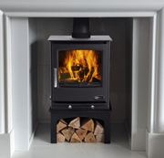 Black Mazona Multifuel Woodburning Stove in chimney breast