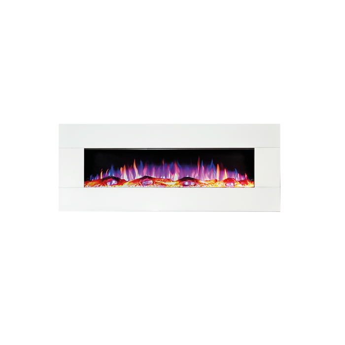 Ezee Glow Zara 50" White Wall Mounted or Recessed / Built In Electric Fire