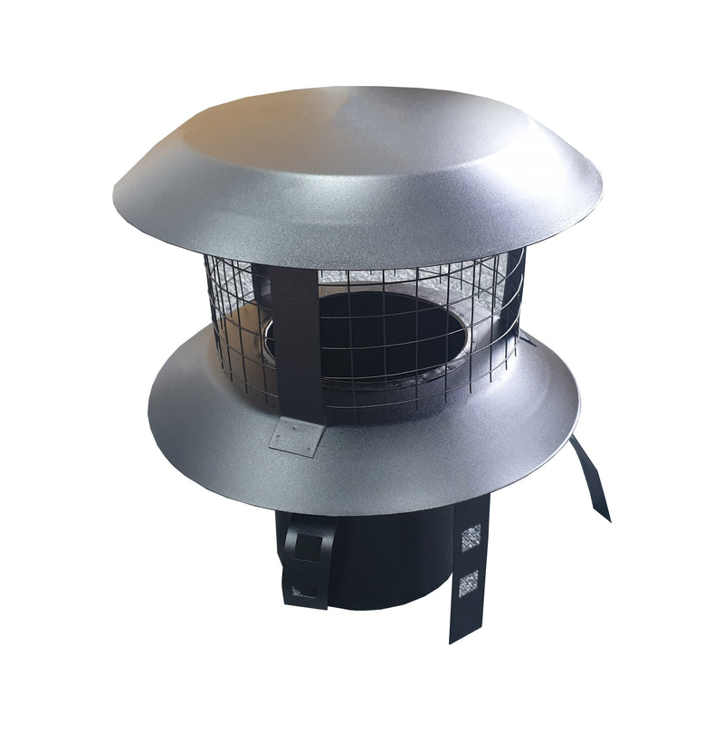 Black Pot Hanging Chimney Cowl for 5 Inch Flexible Flue