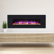 Ezee Glow Grand Zara Black Wall Mounted or Recessed / Built In Electric Fire