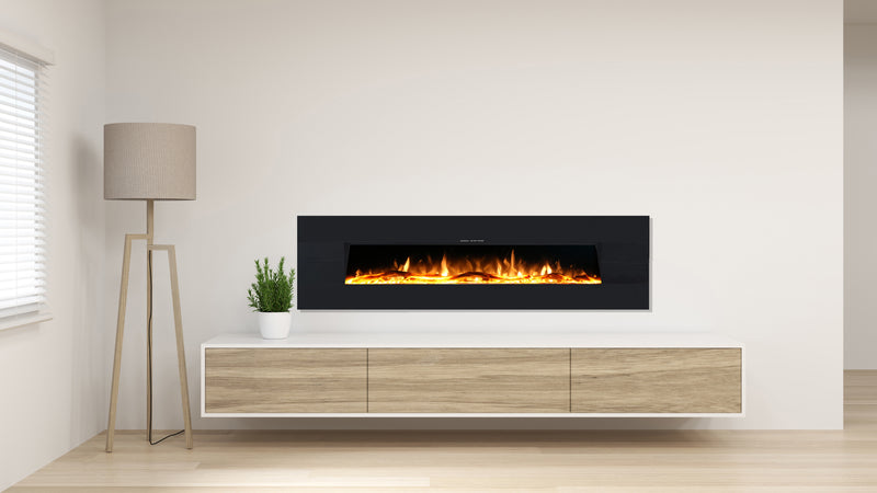 Ezee Glow Grand Zara Black Wall Mounted or Recessed / Built In Electric Fire