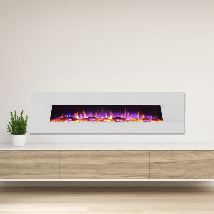 Ezee Glow Grand Zara 60" White Wall Mounted or Recessed / Built In Electric Fire