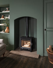 Height Extending Bolt-on Feet to suit Arada M Series in fire place setting on hearth living room setting