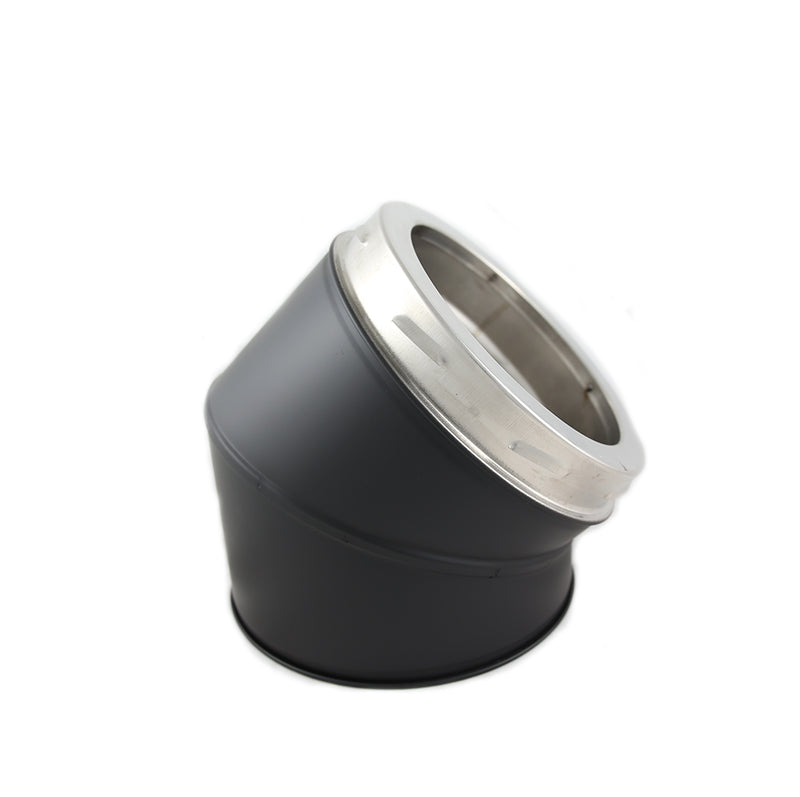 6 Inch (150mm) Black Twin Wall 45 Degree Bend Inc Locking Band
