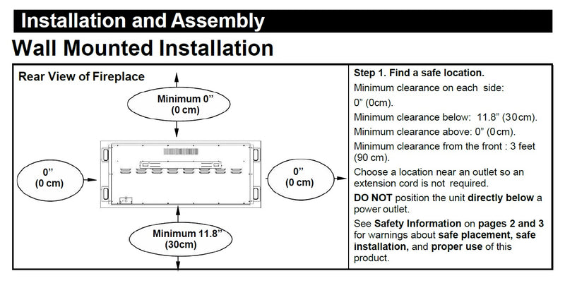 Ezee Glow Grand Zara Black Wall Mounted or Recessed / Built In Electric Fire