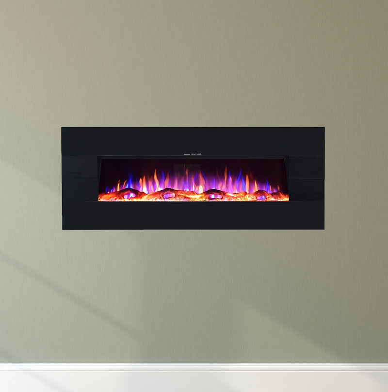 Ezee Glow Zara Black Wall Mounted or Recessed / Built In Electric Fire