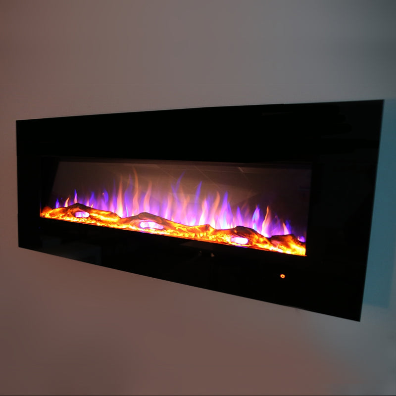 Ezee Glow Zara Black Wall Mounted or Recessed / Built In Electric Fire