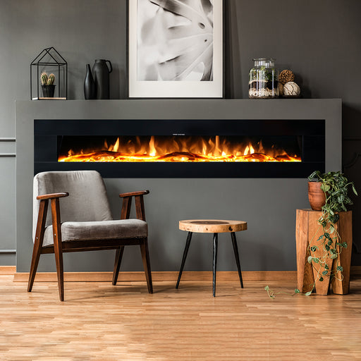 Ezee Glow Zara XL Black Wall Mounted or Recessed / Built In Electric Fire