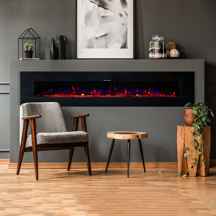 Ezee Glow Zara XL Black Wall Mounted or Recessed / Built In Electric Fire